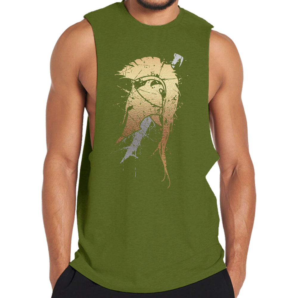 Cotton Spartan Helmet Sword Graphic Tank Top