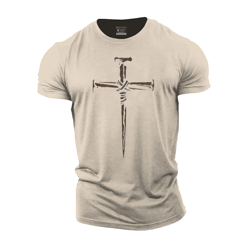 Rust Cross Print Men's Fitness T-shirts