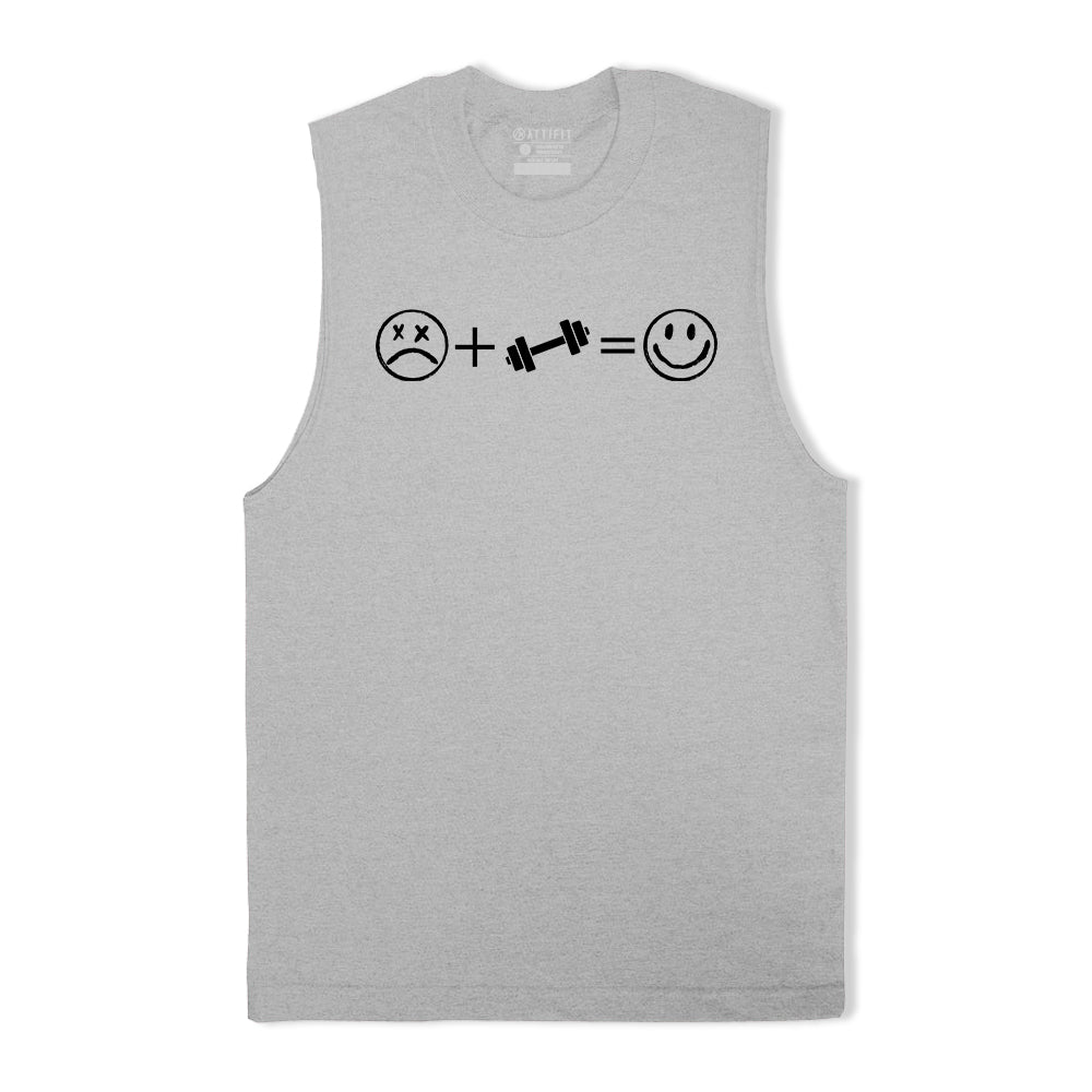 Sad + Fitness = Happy Print Graphic Tank Top