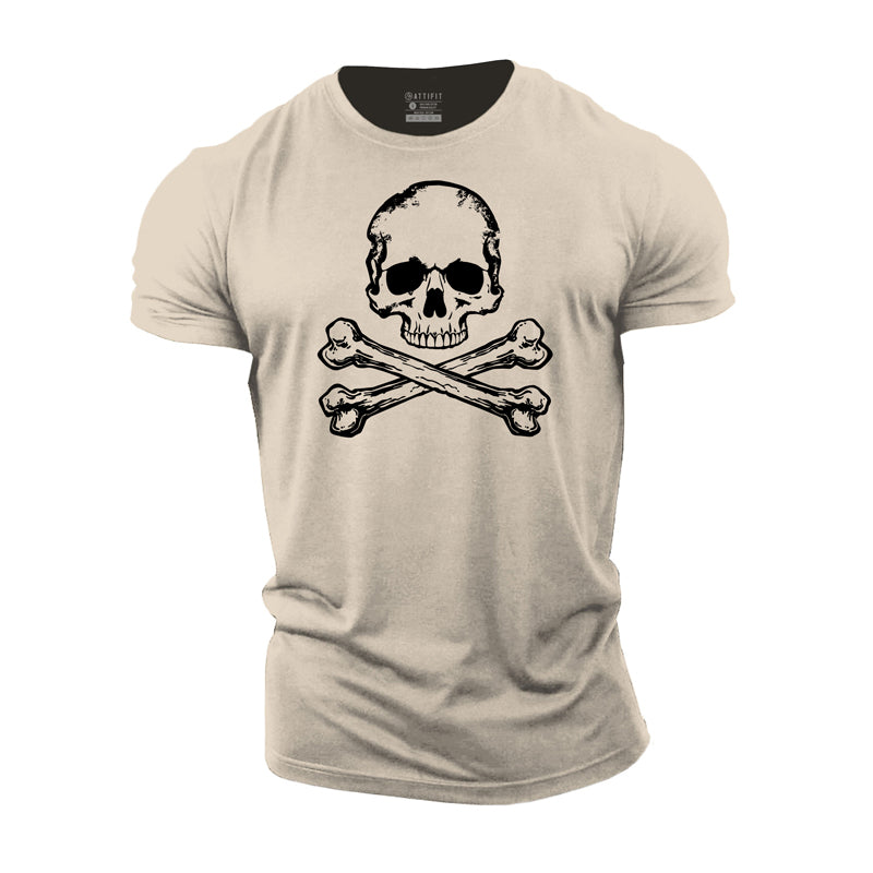 Cotton Skull Bones Graphic Men's Fitness T-shirts