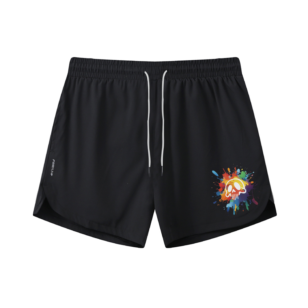 Colorful Skull Graphic Shorts