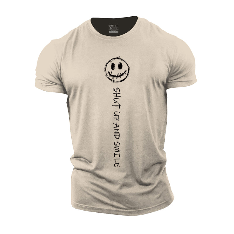 Shut Up And Smile Print Men's Workout T-shirts