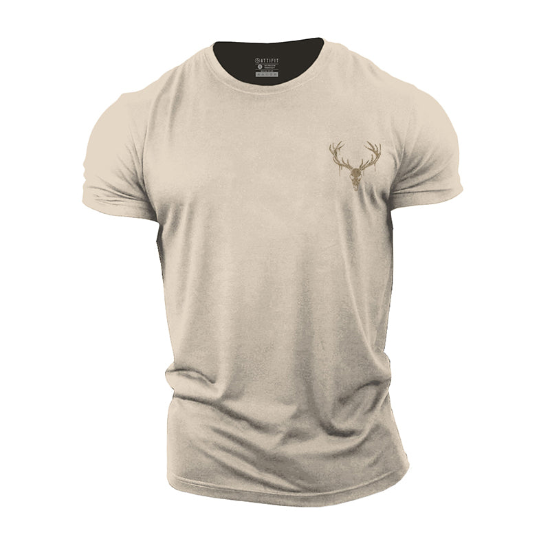 Elk Skeleton Graphic Men's Workout T-shirts