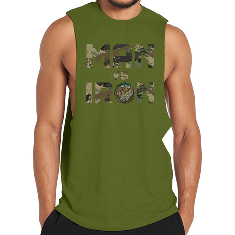 Man VS Iron Print Graphic Tank Top