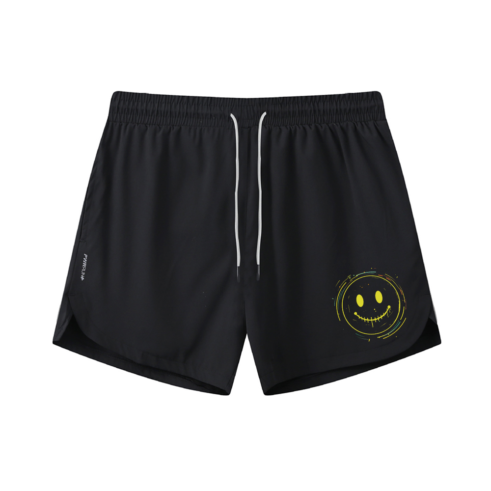 Line Smiley Face Graphic Shorts