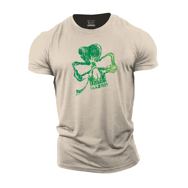 Clover Skull Cotton Men's T-Shirts