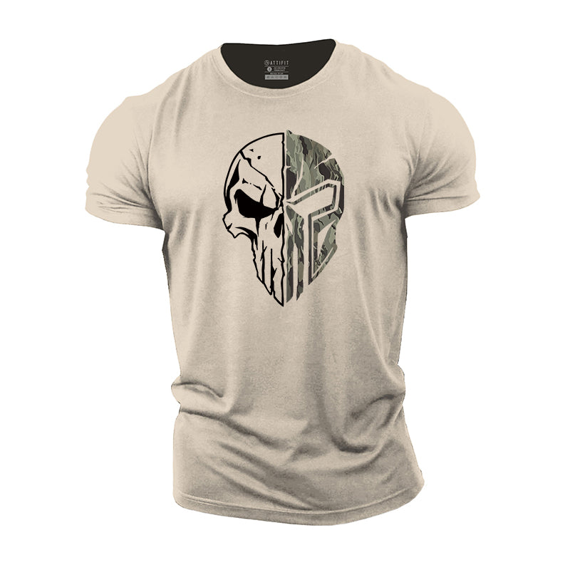 Camouflage Skull Cotton Men's T-Shirts