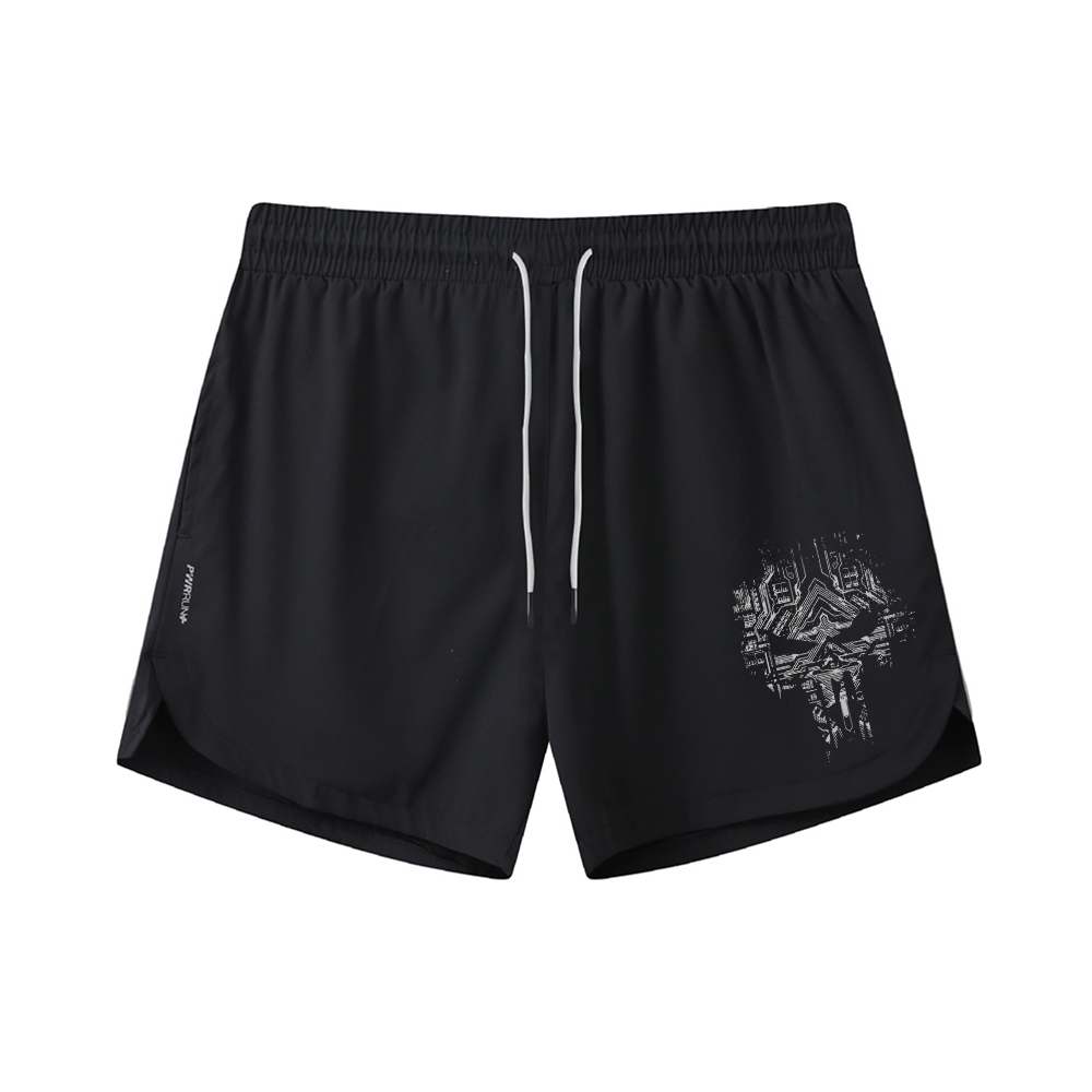 Electronic Skull Graphic Shorts