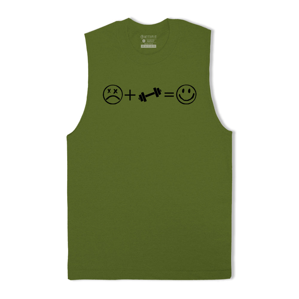 Sad + Fitness = Happy Print Graphic Tank Top