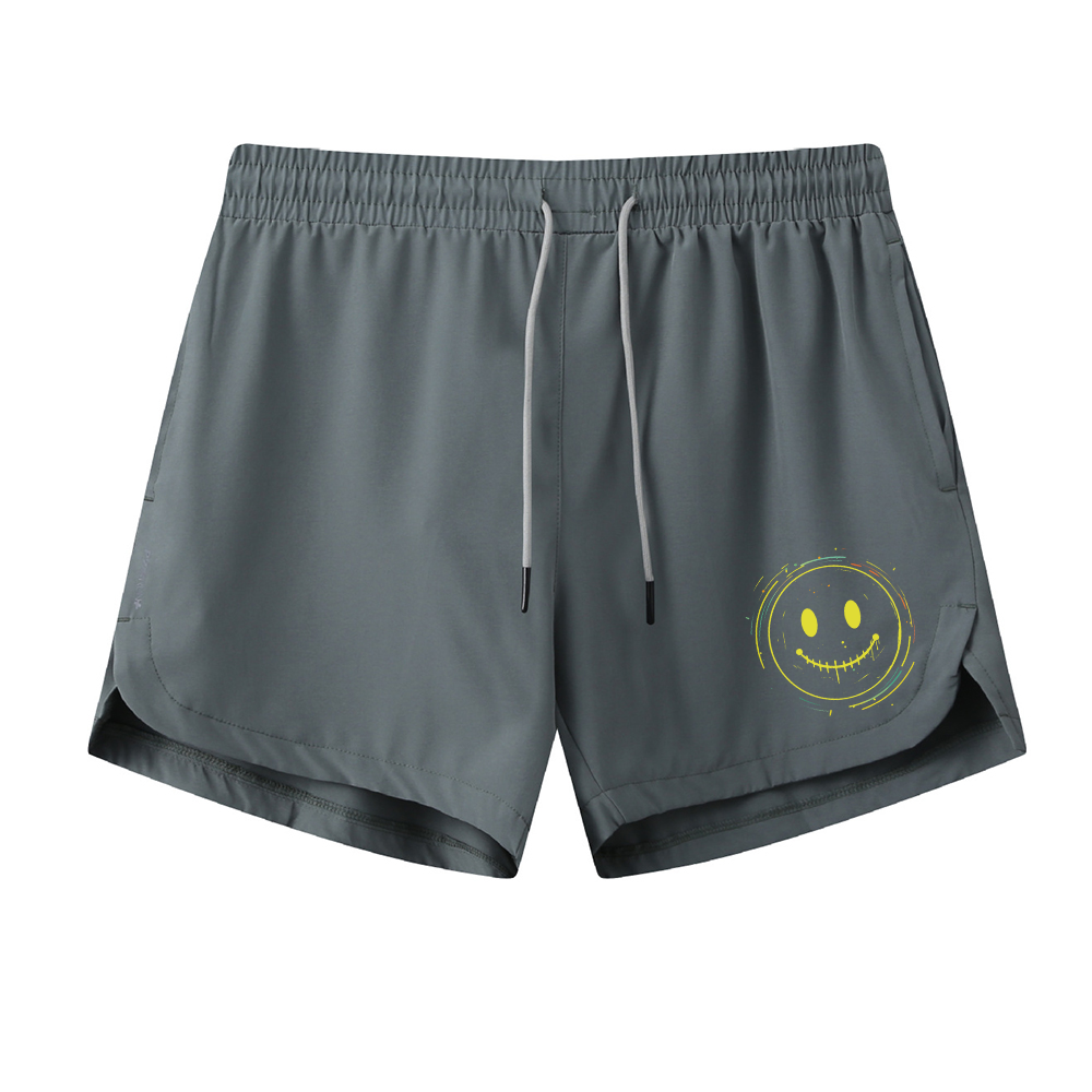 Line Smiley Face Graphic Shorts