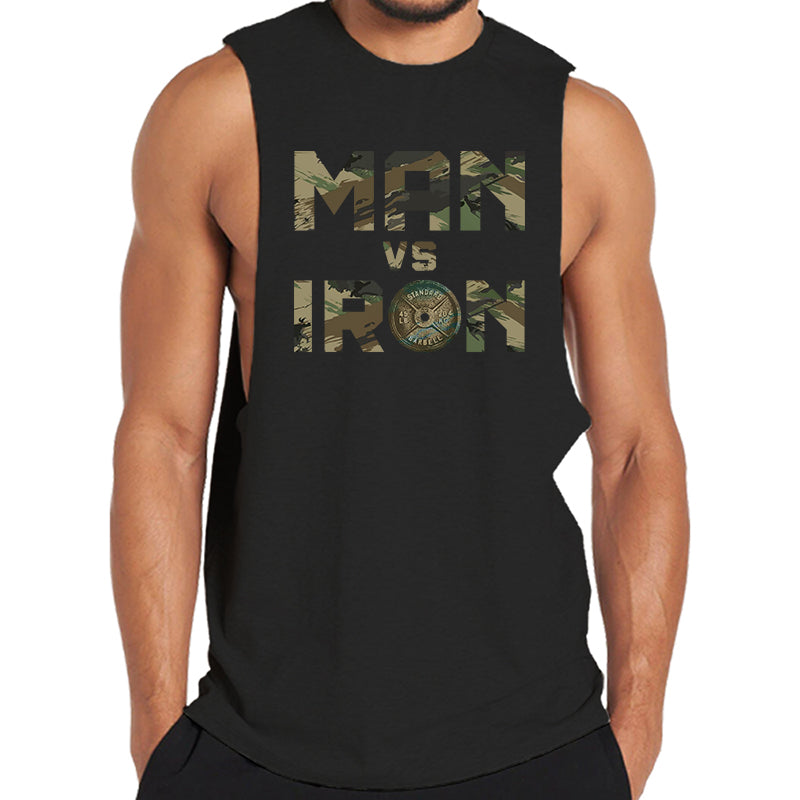 Man VS Iron Print Graphic Tank Top