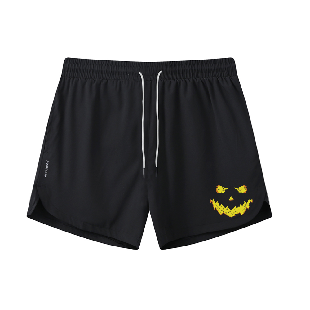 Pumpkin Smiley Graphic Shorts