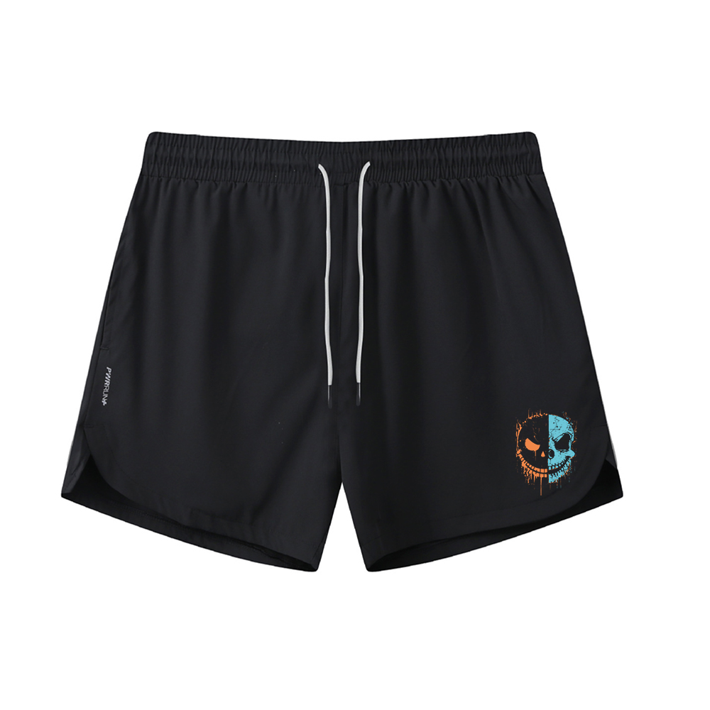 Two-Color Smiley Face Graphic Shorts