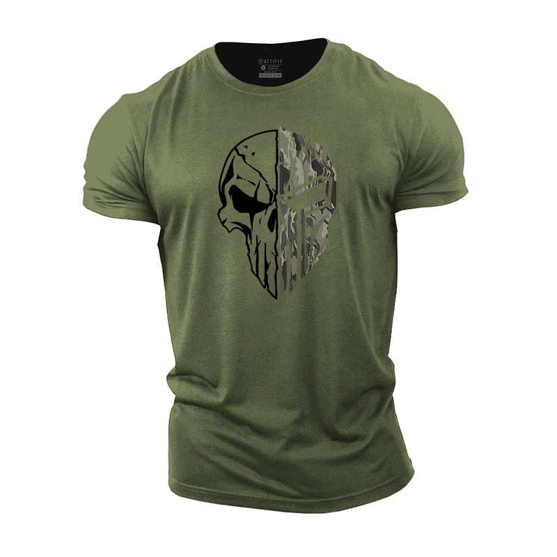 Camouflage Skull Cotton Men's T-Shirts