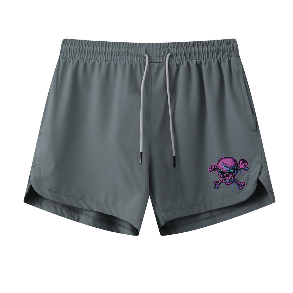 Purple Skeleton Graphic Shorts