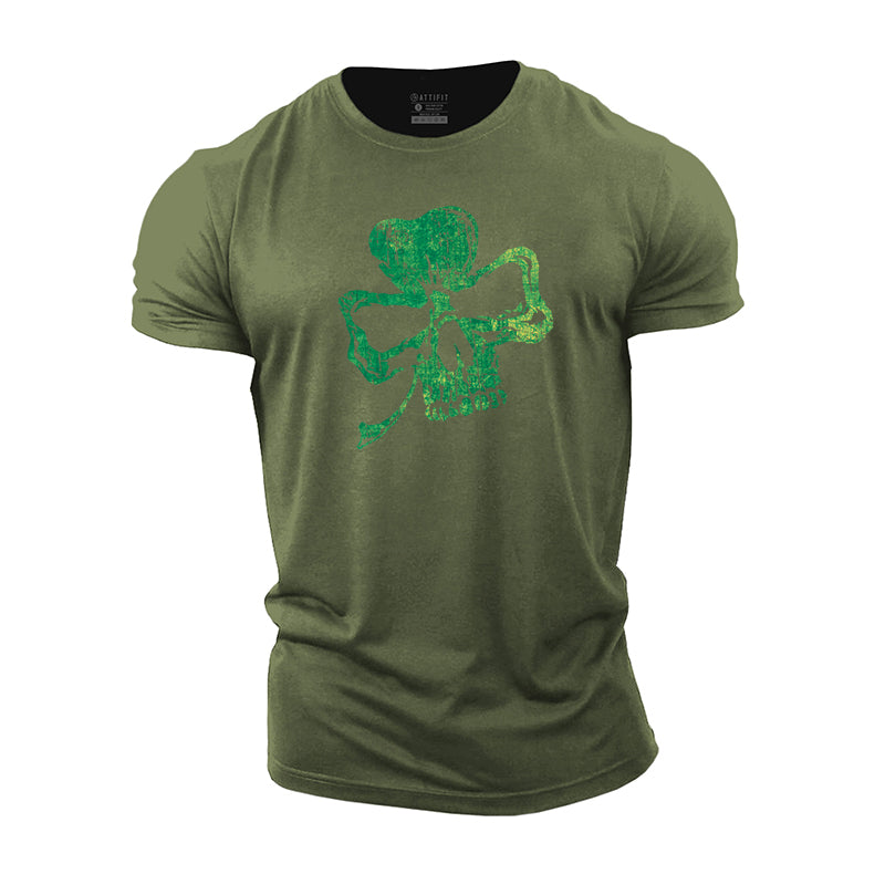 Clover Skull Cotton Men's T-Shirts