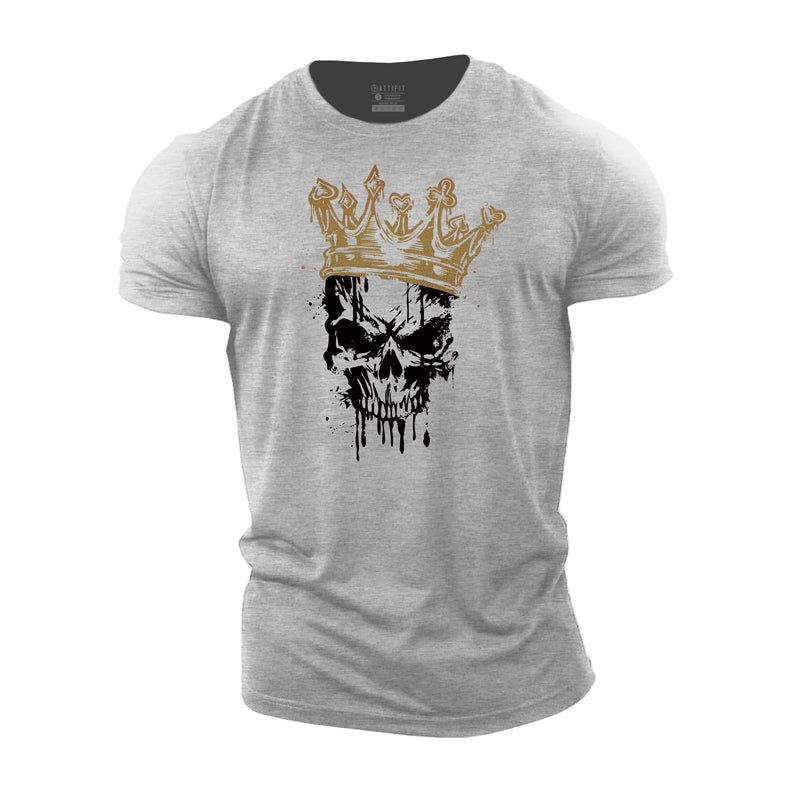 Poker Crown Skull Graphic Men's Fitness T-shirts