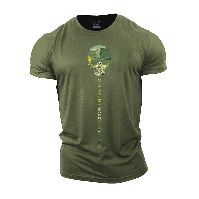 Cotton Skull Strength Graphic Men's T-shirts