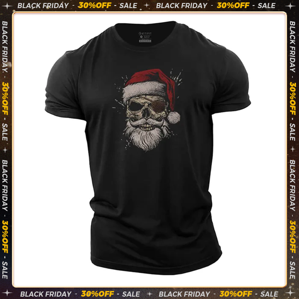 Christmas Pirate Skull Cotton T-Shirt