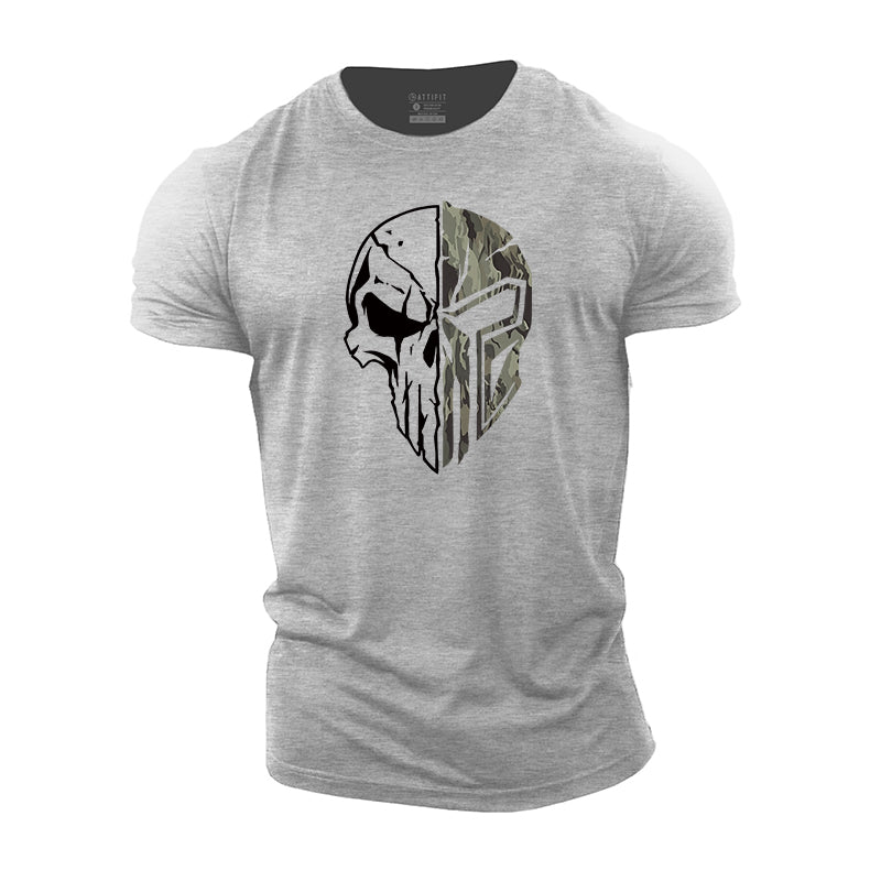 Camouflage Skull Cotton Men's T-Shirts