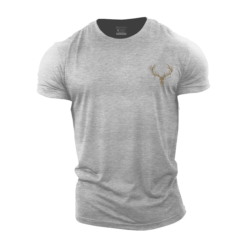 Elk Skeleton Graphic Men's Workout T-shirts