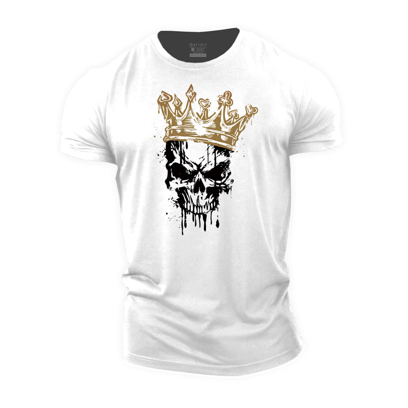 Poker Crown Skull Graphic Men's Fitness T-shirts