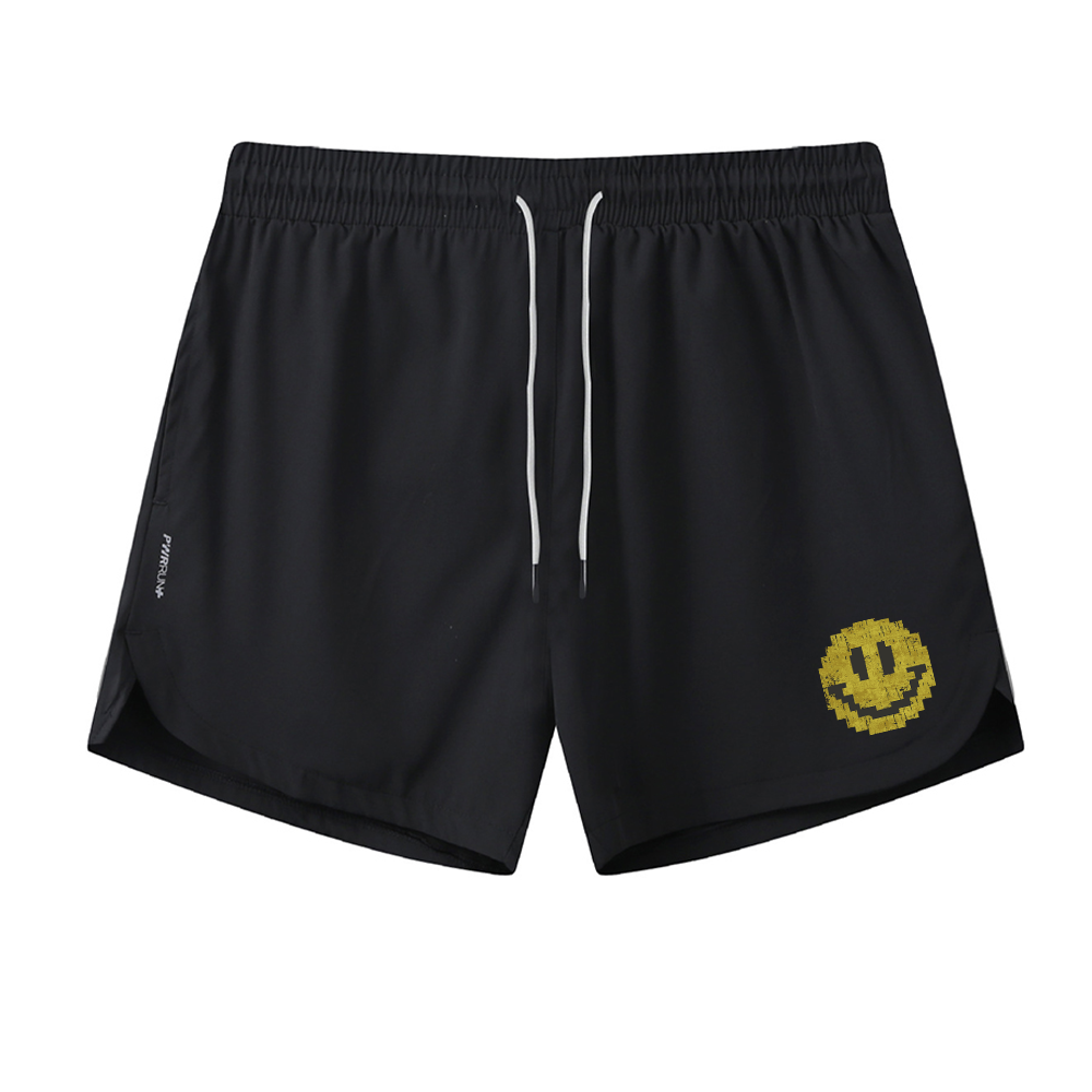 Pixel Smiley Face Graphic Shorts