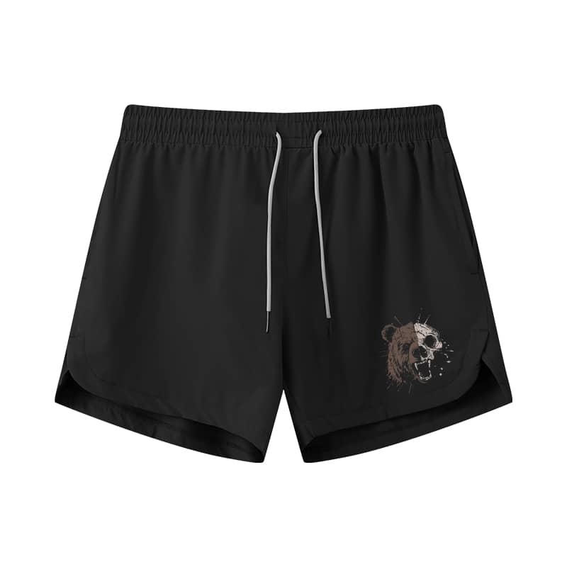 Bear And Skull Graphic Shorts