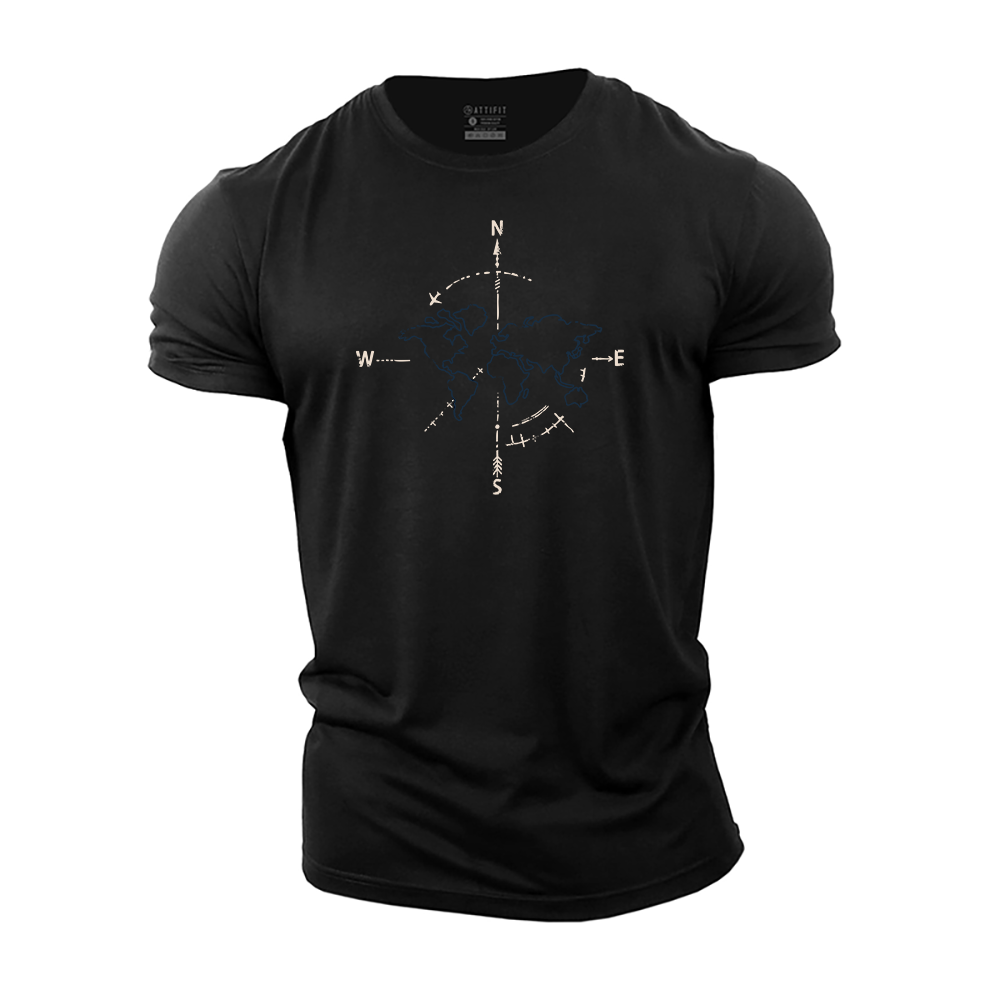 Compass Map Cotton Men's T-Shirt