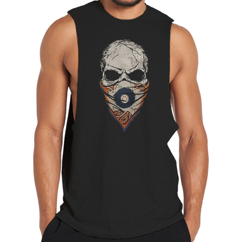 Paisley Skull Face Mask Tank