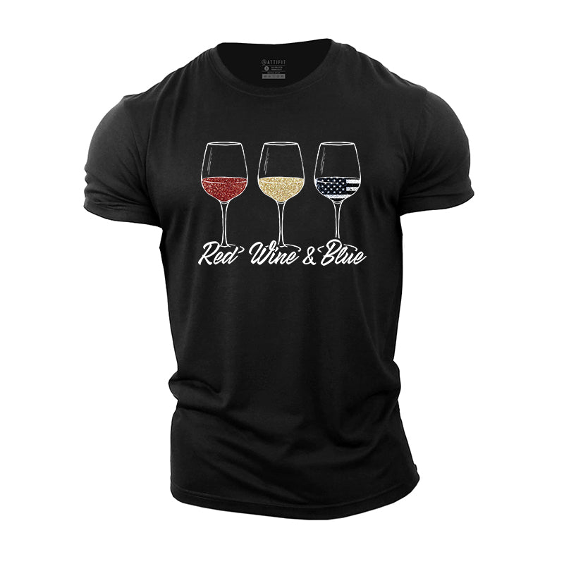 Red Wine Blue Cotton T-shirt