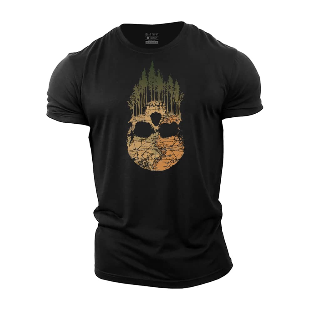 Forest Map Skull Cotton T-Shirt