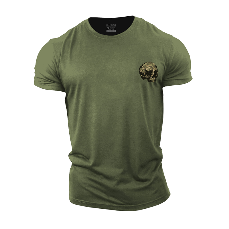 Mini Camouflage Skull Cotton T-Shirt