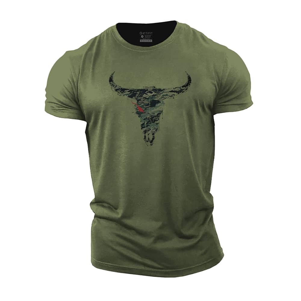 Camouflage Bull Cotton T-Shirt