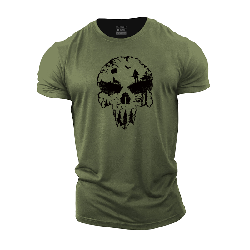 Hunting Silhouette Skull Cotton T-Shirt