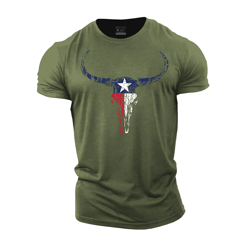 Texas Longhorn Skull Cotton T-Shirt