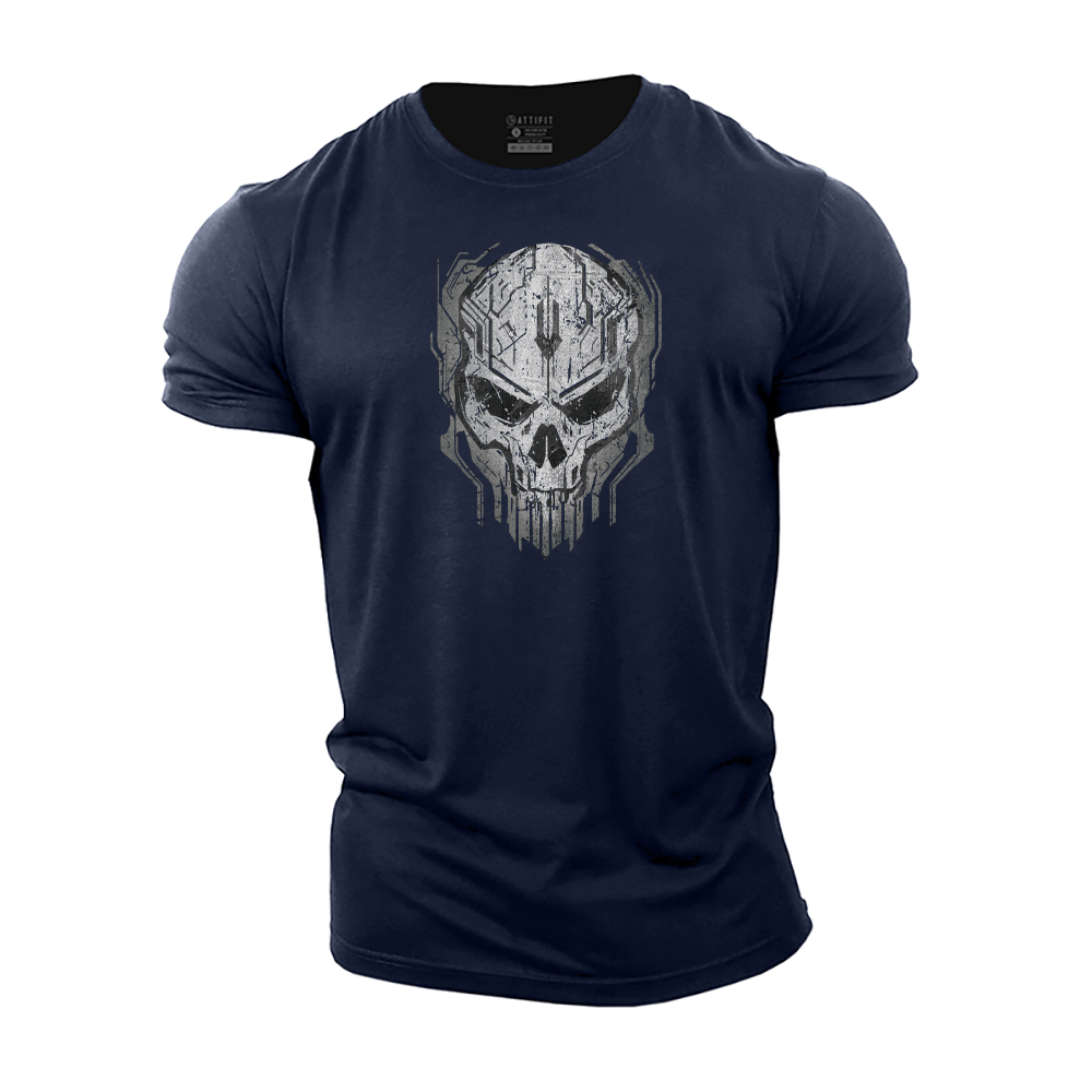 Technological Skull Cotton T-Shirt