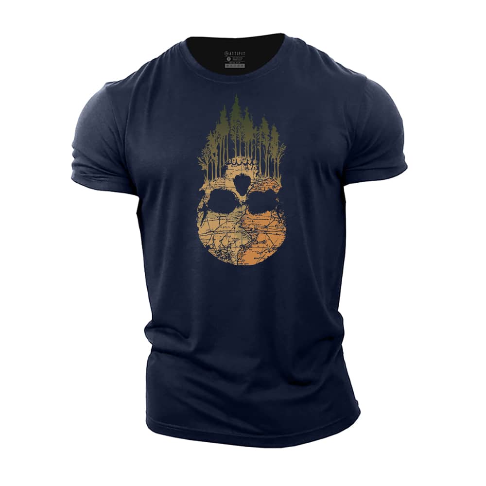 Forest Map Skull Cotton T-Shirt