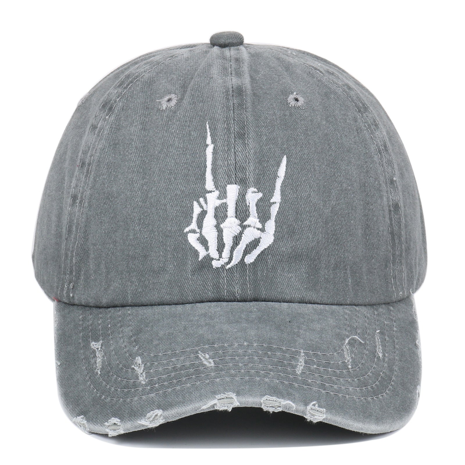 Skull Rock Gesture Embroidery Baseball Cap