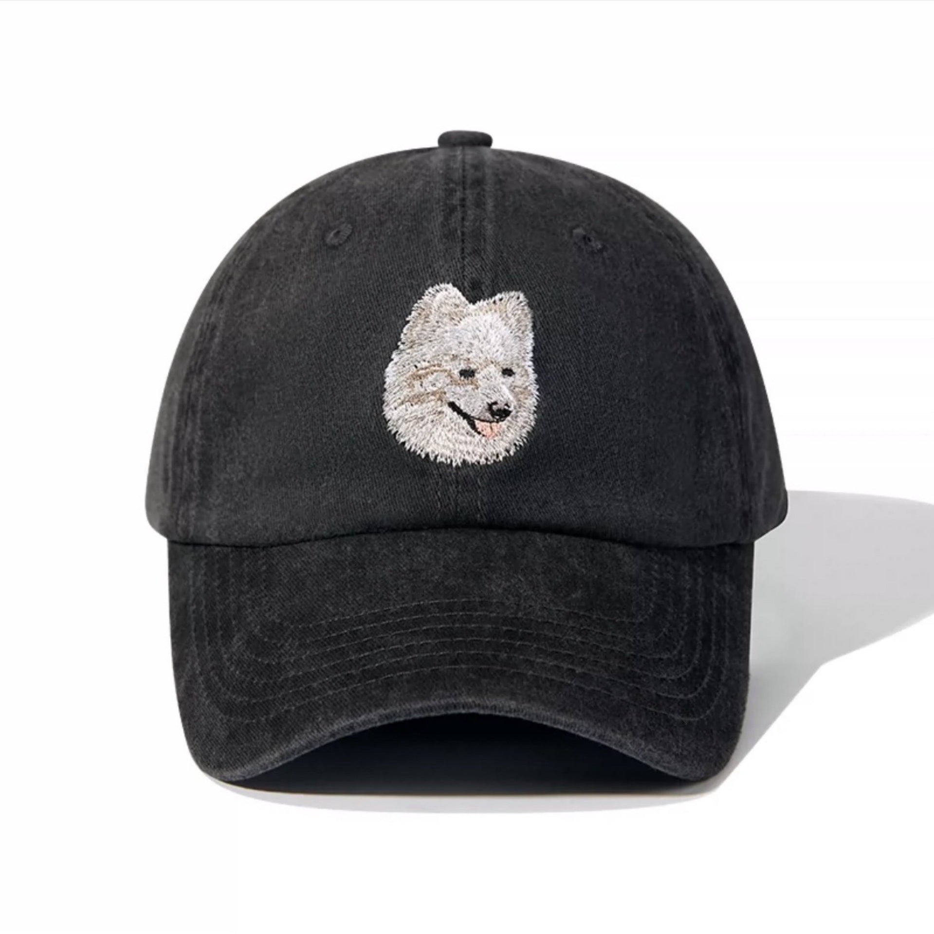 Embroidered Puppy Pattern Washed Hat