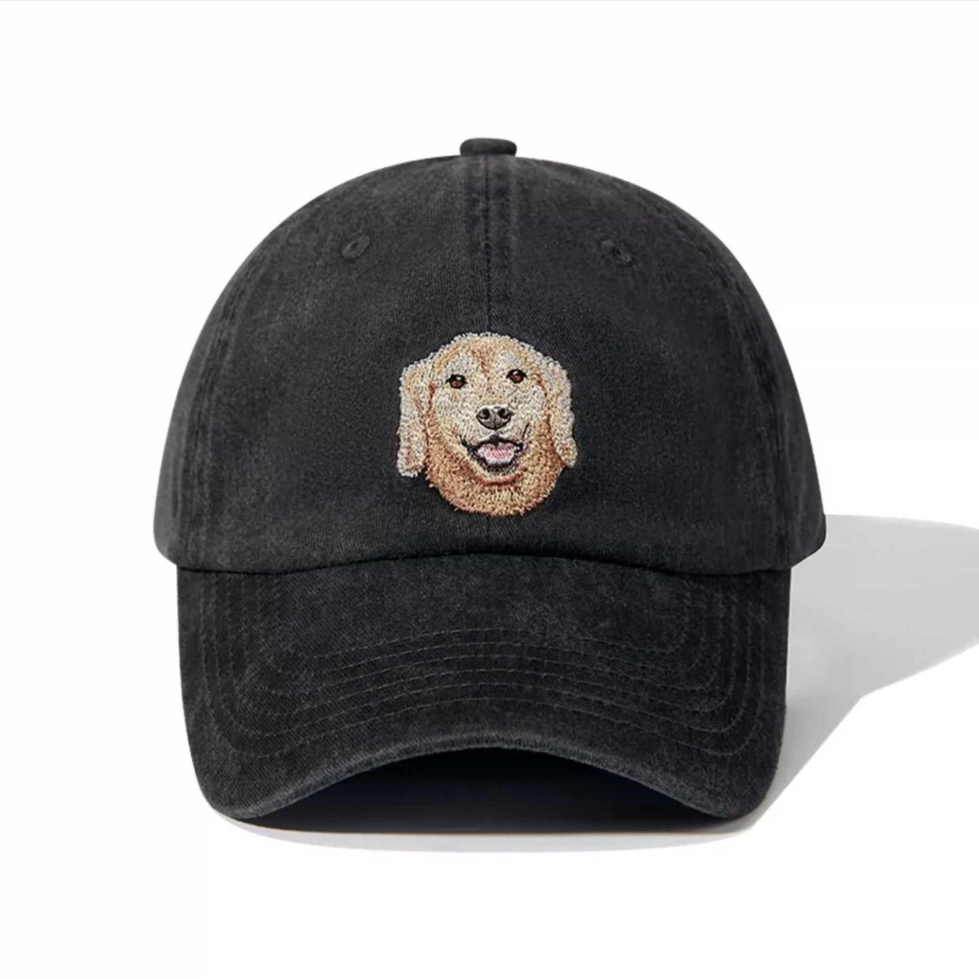 Embroidered Puppy Pattern Washed Hat