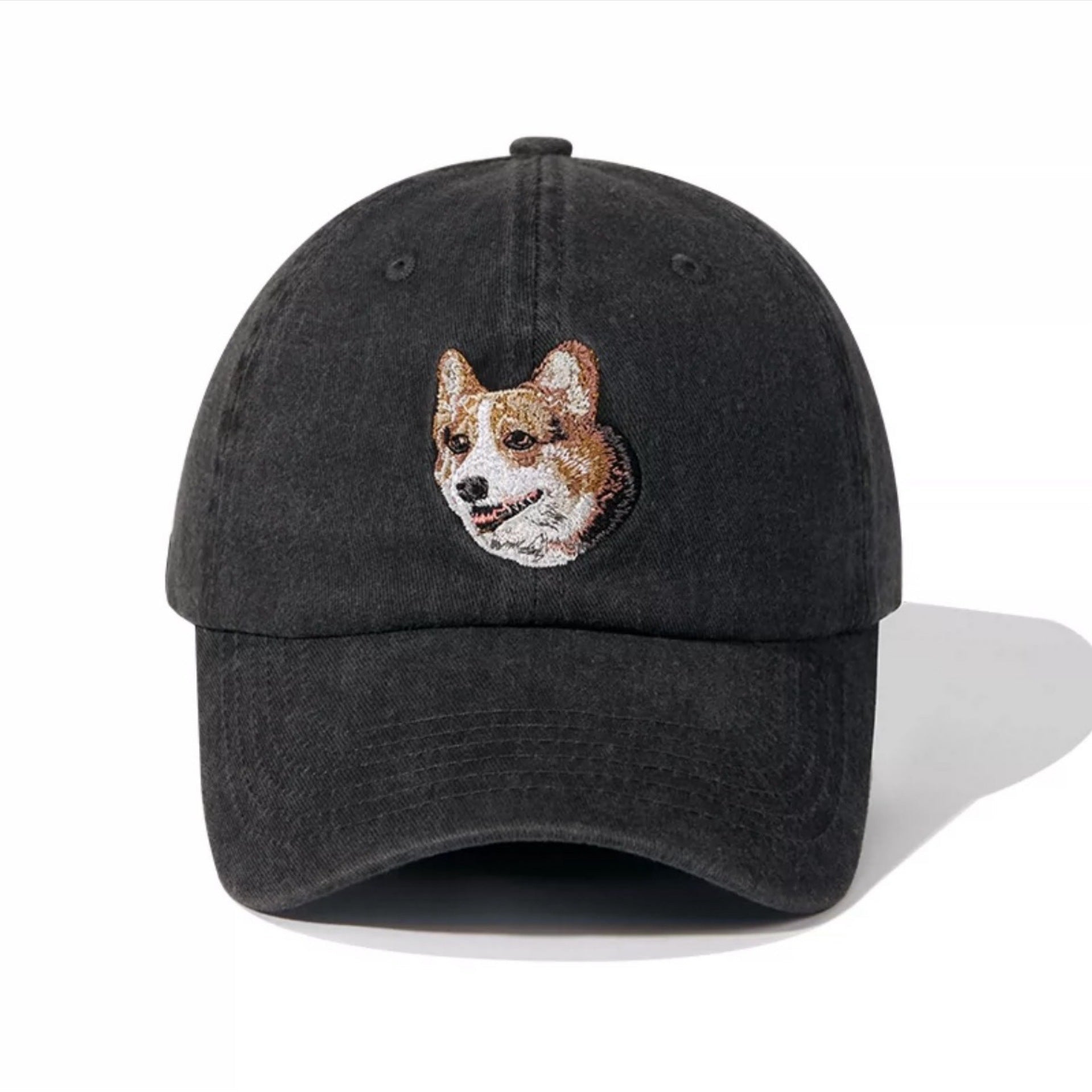 Embroidered Puppy Pattern Washed Hat