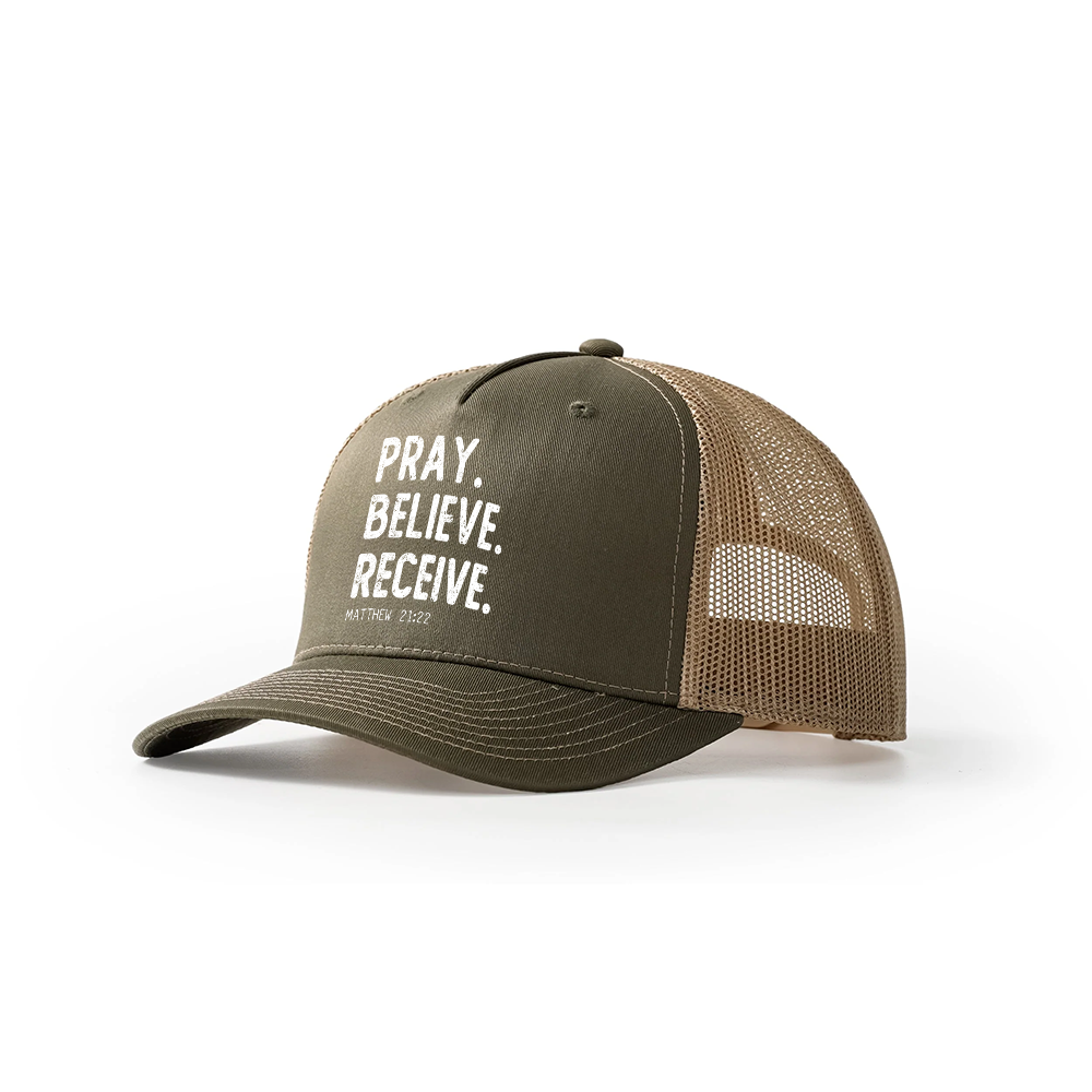 Pray Believe Receive Trucker Hat