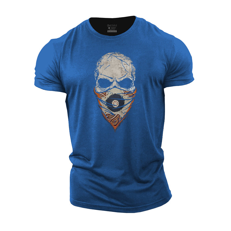 Paisley Skull Face Mask Cotton T-Shirt