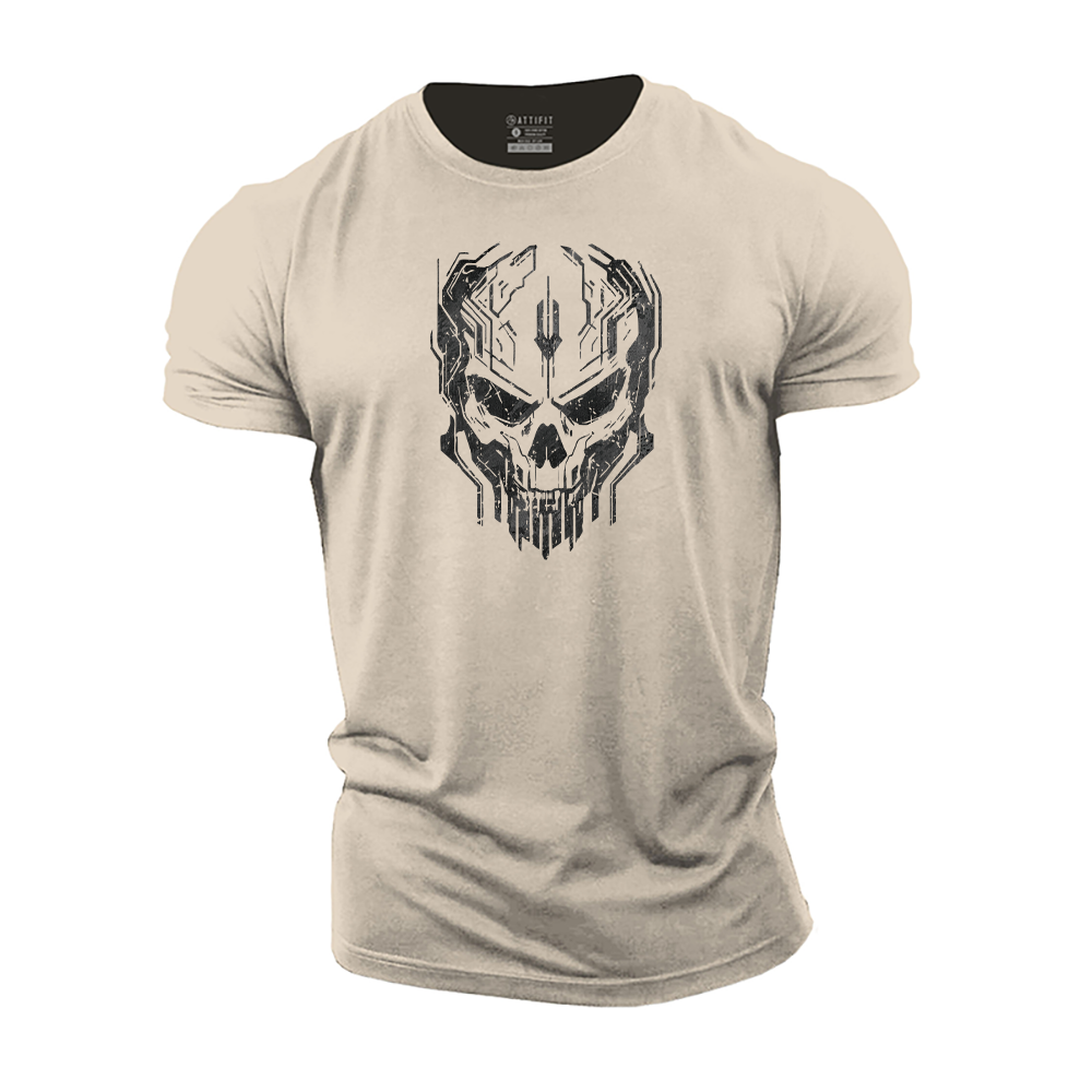 Technological Skull Cotton T-Shirt