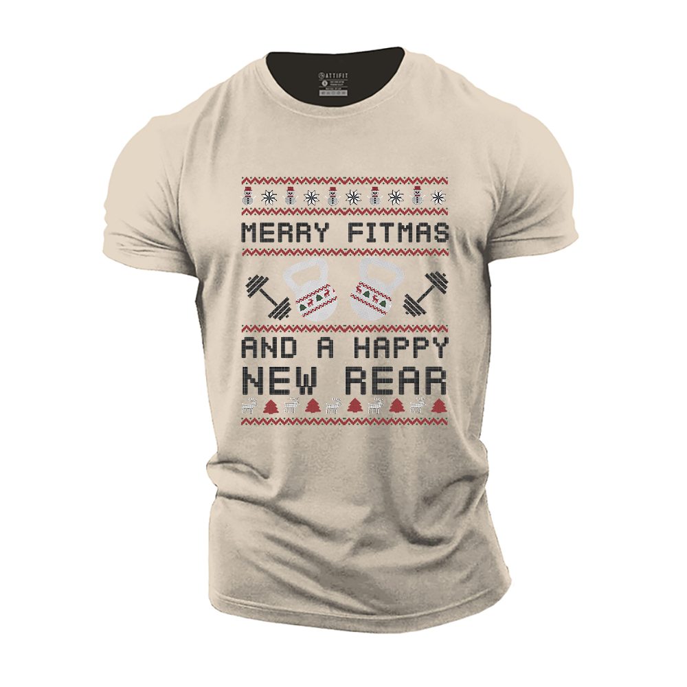 Merry Fitmas and a Happy New Rear Cotton T-Shirt