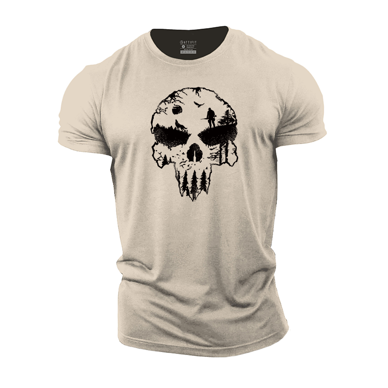 Hunting Silhouette Skull Cotton T-Shirt