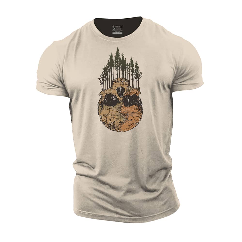 Forest Map Skull Cotton T-Shirt