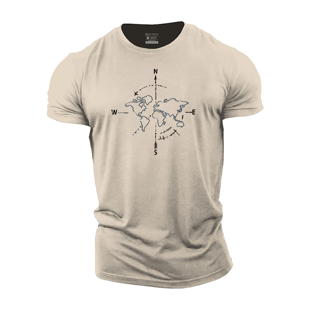 Compass Map Cotton Men's T-Shirt