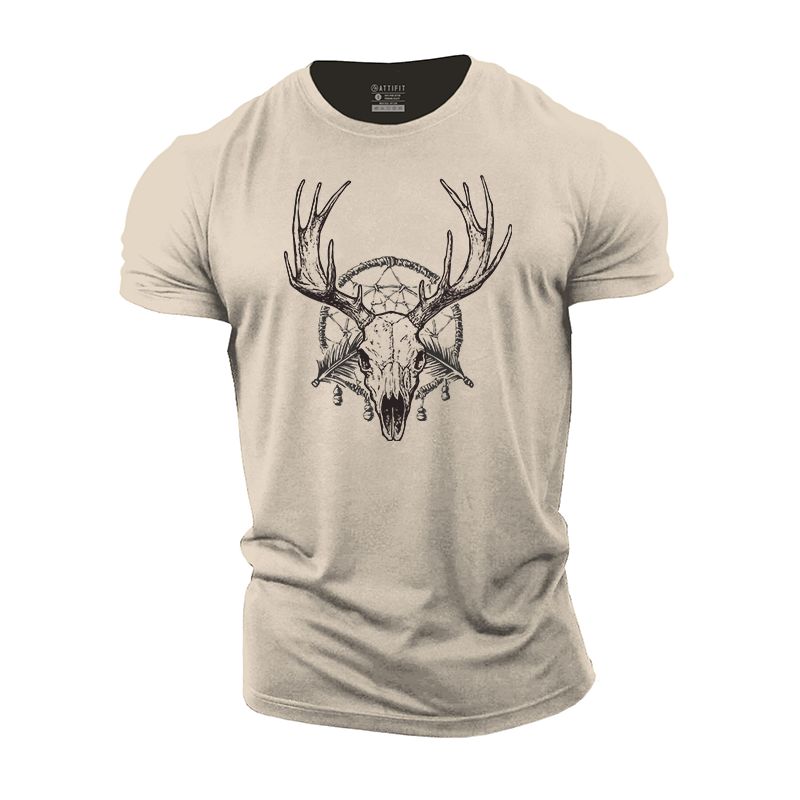 Deer Skull with Dreamcatcher Cotton T-Shirt